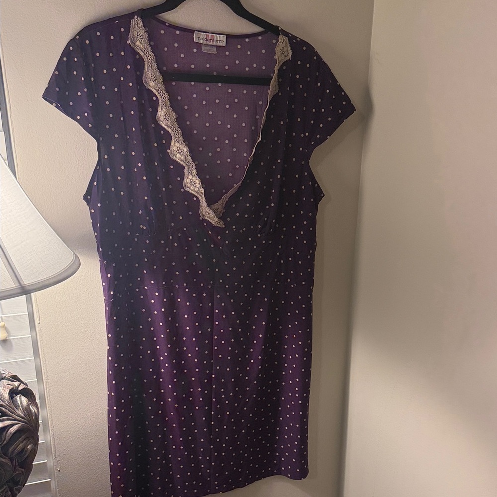Purple Polka Dot Lace Trim nightgown